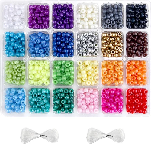 Miniatura 9 de Greentime Kit de cuentas de poni, 2800 cuentas opacas mate para pulseras, manualidades, cuentas Kandi, cuentas de pelo para trenzas, kit de cuentas