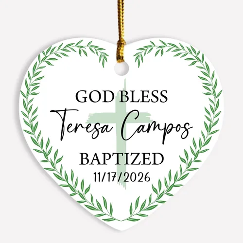 Miniatura 8 de Adorno de Navidad personalizado con texto en inglés "God Bless Bautized" 2025, adornos de bautismo católico, regalos para recién nacido, adorno