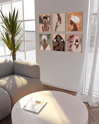 Miniatura 5 de HAUS AND HUES Arte de pared de mujer negra, juego de 6 impresiones de mujeres afroamericanas, arte africano para sala de estar, fotos de mujeres