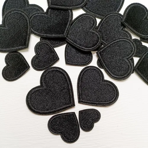 Miniatura 3 de 24 parches para planchar con corazón negro, parches bordados con corazón para ropa, chaquetas, sombreros, mochilas, jeans