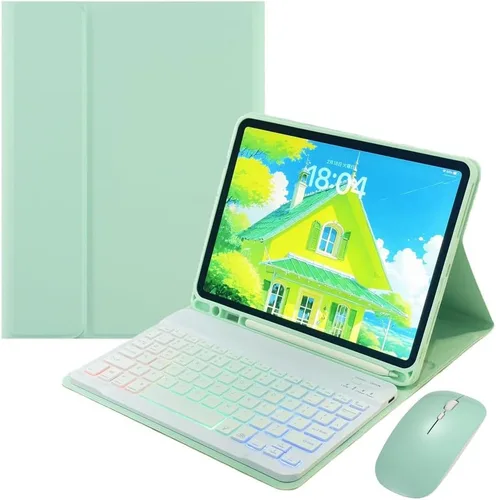 Miniatura 18 de Funda con teclado retroiluminado arcoíris para Galaxy Tab S6 Lite de 10.4 pulgadas con mouse y 7 colores RGB retroiluminación colorida teclado
