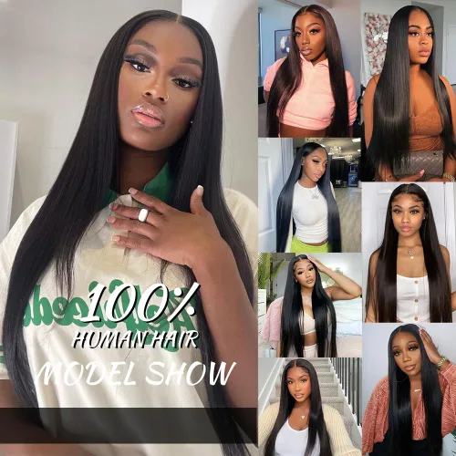 Miniatura 5 de Extensiones de cabello humano lacio 10A, 26, 28, 30 pulgadas, 3 manojos de cabello lacio 100% sin procesar, brasileño, largo, virgen, color negro
