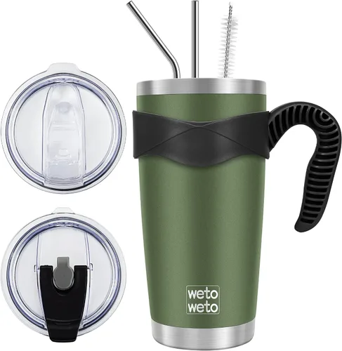 Miniatura 31 de WETOWETO - Vaso de viaje con aislamiento de 20 onzas, de acero inoxidable, con doble pared, a prueba de fugas, taza de café con revestimiento