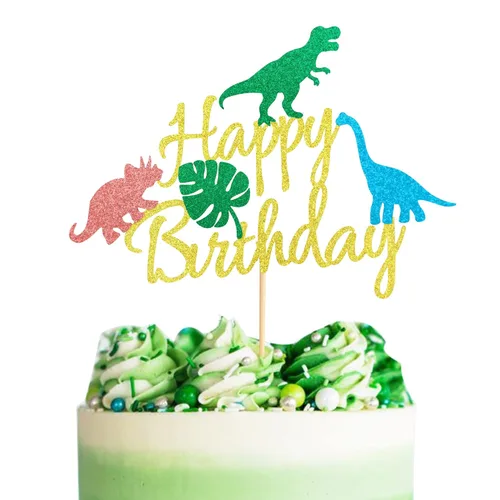 Decoración de pastel de dinosaurio con hojas Dinsaurs para pastel de cumpleaños con temática de dinosaurios, baby shower, niños, fiesta de Hb Dino