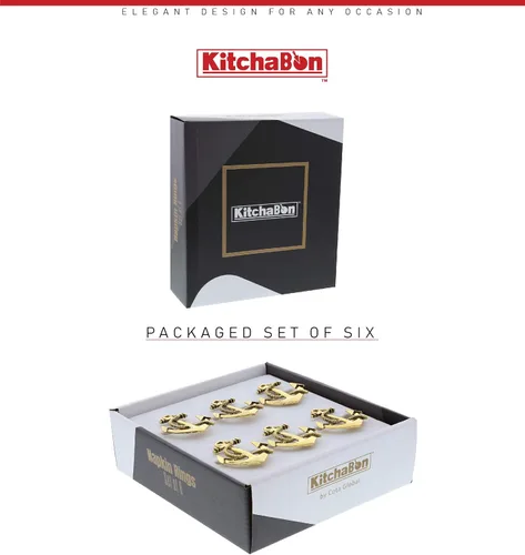 Miniatura 4 de Juego de 6 servilleteros dorados – Elegantes servilleteros de metal dorado, servilleteros de centro de mesa de lujo para cenas familiares, fiestas