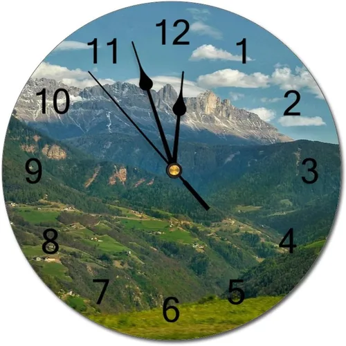 Reloj de pared silencioso sin tictac de PVC, montañas del Tirol del Sur, Italia, senderismo, C, funciona con pilas, 10 pulgadas (9.8 in), reloj