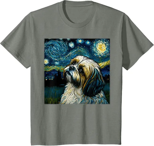 Miniatura 98 de Camiseta Surrealism Starry Night Shih Tzu Dog