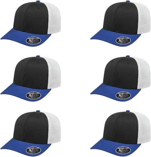 Miniatura 120 de Cap America i8502 Flexfit 110 Premium - Gorra de camionero de perfil medio con 6 paneles de malla trasera con protección UV y cierre ajustable Azul