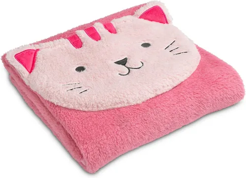 Miniatura 5 de Delta Children Manta Sherpa personalizada con bolsillo de almacenamiento para niños, gato magenta