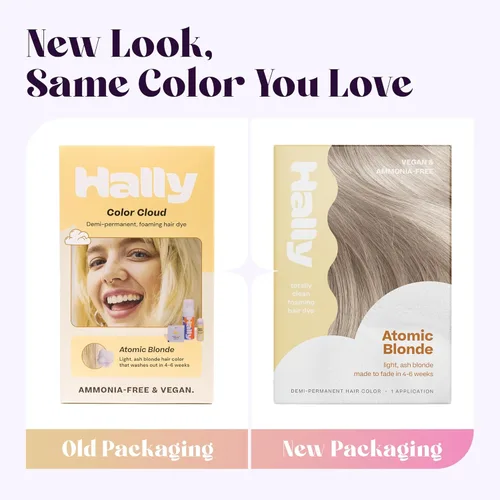 Miniatura 6 de Hally Hair Color Cloud - Tinte para el cabello (rubio atómico), color de cabello de espuma semipermanente para mujeres y hombres, kit de tinte