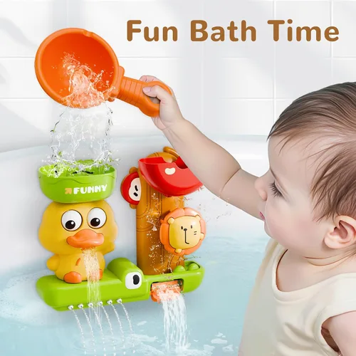 Miniatura 2 de iPlay, iLearn Juguete de baño para niños pequeños de 1 a 3 años, juguete de bañera de pato con ventosa, juego de bañera para niños, juego de ducha