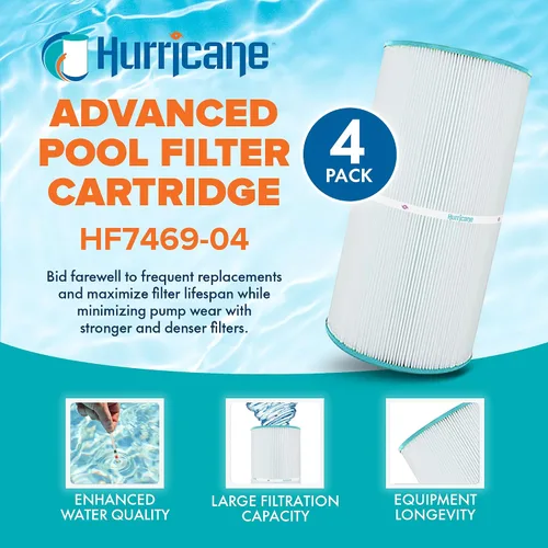Miniatura 2 de Hurricane Filtros - Paquete de 4 cartuchos de filtro avanzados para piscina HF7469-04, repuesto para PCC60, Unicel C-7469, Filbur FC-1975, Pentair