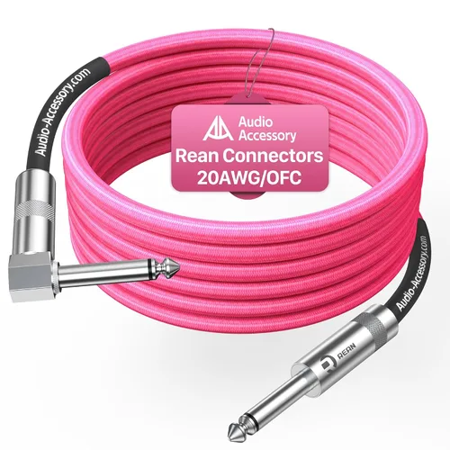Miniatura 31 de Cable de guitarra de 1.5 pies, paquete de 2 unidades, nailon trenzado anti-torceduras reforzado con Kevlar, conector Neutrik REAN, calibre 20