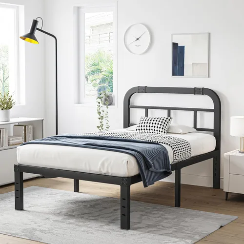 Miniatura 9 de ZIYOO Base de cama tamaño Queen con cabecero, 14 pulgadas de alto, listones de acero resistente de 1500 libras, soporte para colchón, no necesita