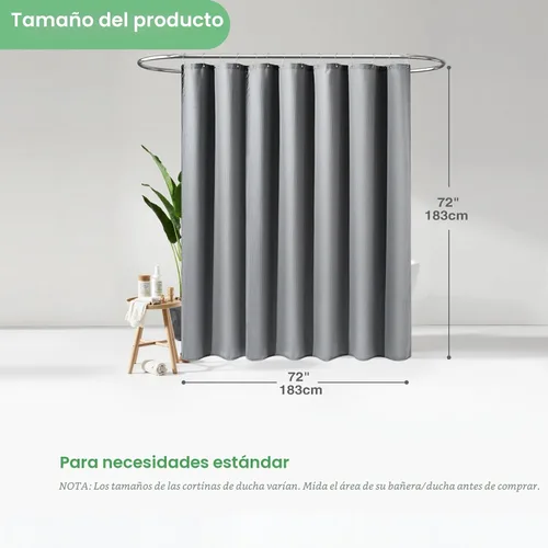 Miniatura 4 de Dynamene Cortina de ducha de tela gris para baño, tejido de gofre, textura resistente, 256 GSM, juego de cortina de baño de tela con peso de lujo