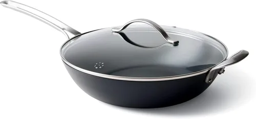 Miniatura 4 de GreenPan X Food 52 Five-Two Essentials, sartén antiadherente de cerámica saludable de tres capas de acero inoxidable de 10 pulgadas con protector