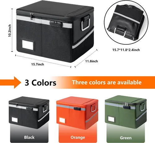 Miniatura 6 de Caja de documentos impermeable ignífuga con cerradura, organizador de archivos portátil plegable, almacenamiento de carcasa dura para colgar cartas