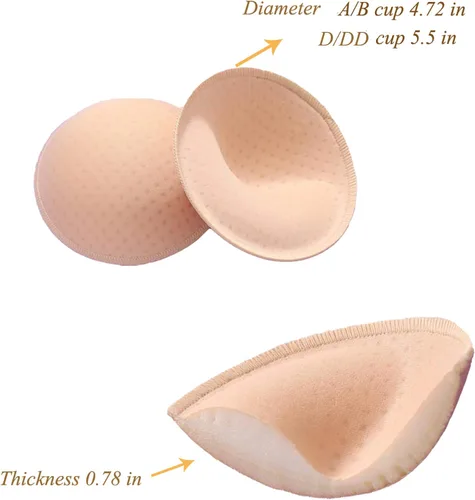 Miniatura 3 de ONDY Almohadillas de inserción de brasier, 2 pares, realzadores de pecho redondos, almohadilla invisible para brasier deportivo de yoga