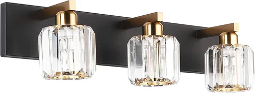 Miniatura 22 de Aipsun Accesorios de Luz Negros para Tocador de Baño Lámpara de Tocador Moderna de Cristal para Baño 4 Luces (Excluye Bombilla)