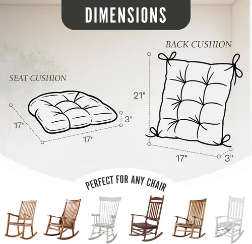 Miniatura 6 de Klear Vu The Gripper - Juego de cojines antideslizantes para silla mecedora con acolchado grueso, incluye almohadilla de asiento y almohada