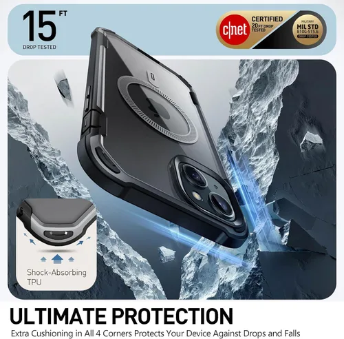 Miniatura 4 de i-Blason AresMag - Funda protectora transparente para iPhone 15/14/13 de 6.1 pulgadas, compatible con MagSafe, a prueba de golpes, con protector