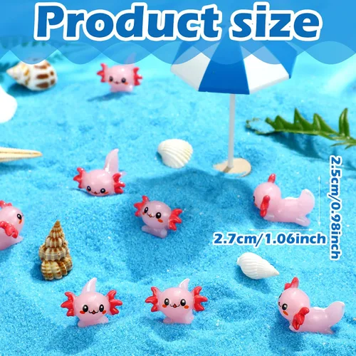 Miniatura 2 de 24 piezas de mini ajolote rosa figura de resina en miniatura de ajolote diminutos figuras de animales adornos, mini figuras de animales para ocultar