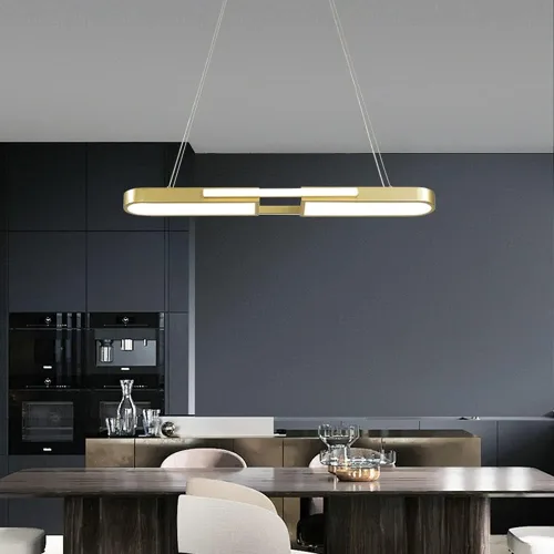 Miniatura 2 de Genérico Araña moderna, Lámpara LED de atenuación de la mesa de comedor de hierro forjado ovalada luces colgantes rectángulo restaurante colgante