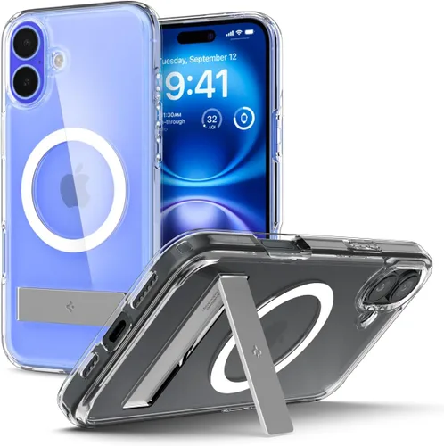 Miniatura 13 de Spigen Funda ultra híbrida S MagFit diseñada para iPhone 15 (2023) [Kickstand] [Amti Yellowing], compatible con MagSafe, color negro
