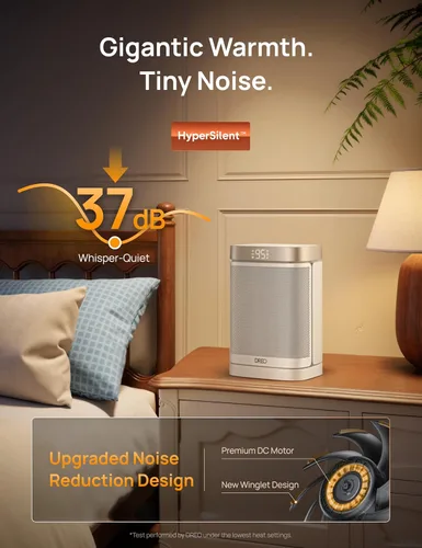 Miniatura 4 de DREO Atom One - Calentador de espacio con control remoto, calentadores eléctricos oscilantes de 70° con termostato digital, calentador de cerámica
