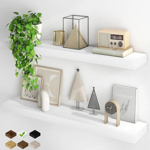 Miniatura 74 de Fun Memories Estantes flotantes para pared, estantes flotantes de 48 pulgadas de largo, juego de 1, estante colgante con soportes invisibles