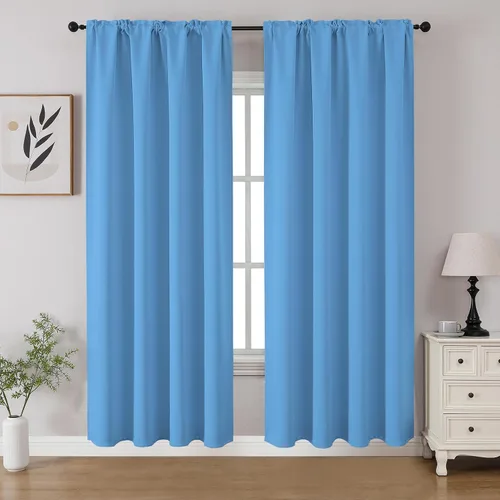 Miniatura 11 de CUCRAF - Cortinas opacas beige de 45 pulgadas, juego de 2 paneles con bolsillo para barra, cortinas para oscurecer dormitorios y sala de estar