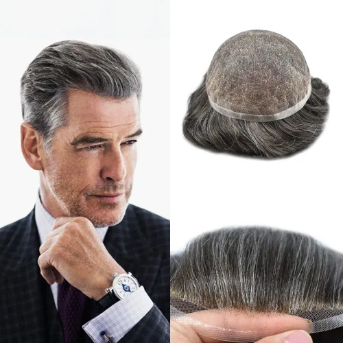 Miniatura 92 de PUNRU HAIR Completo Swiss Lace Toupee para hombres Sistema de cabello humano real Sistema de reemplazo de cabello humano para hombre Toupee