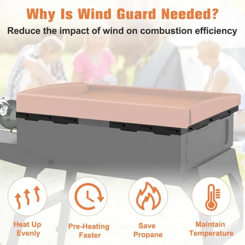 Miniatura 5 de Koutemie Protector contra el viento para Blackstone 36 pulgadas, accesorios de parrilla con protector térmico magnético, pantallas de viento