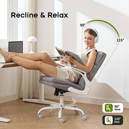 Miniatura 4 de amseatec Silla de Oficina Ajustable Silla de Escritorio Respaldo Medio Ejecutiva Cómoda de Tela Ergonómica Soporte para la Espalda Silla de Cemento
