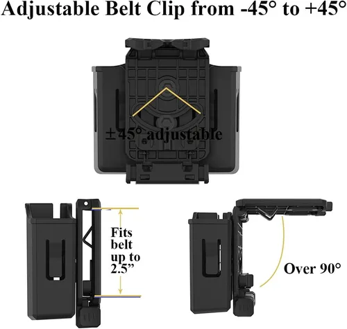 Miniatura 6 de Bolsa universal doble para revista, 0.354 in .40 .45 .357 doble pila Mag. Funda de doble pila con clip de cinturón de 1.5 a 2.5 pulgadas para Glock