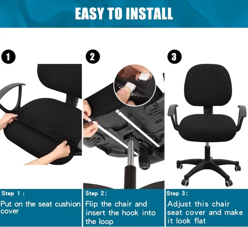 Miniatura 7 de Smiry - Fundas de asiento elásticas para silla de oficina con diseño jacquard, desmontables, lavables, antipolvo, protectores para cojines de silla
