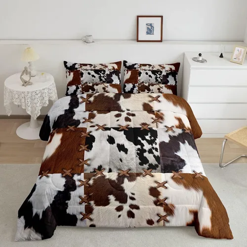 Miniatura 13 de Feelyou Juego de edredón de oso azul, juego de ropa de cama de osos de animales, juego de edredón acolchado con estampado de arboleda de galaxia