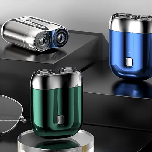 Miniatura 3 de Mini afeitadora eléctrica de doble cabeza, nueva afeitadora de bolsillo 2025, mini afeitadora USB para hombres, rasuradora de doble cabeza lavable