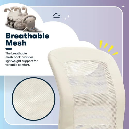Miniatura 5 de Serta Essential - Silla de tareas sin brazos, sillas de escritorio pequeñas con ruedas, respaldo de malla transpirable y piel sintética, asiento
