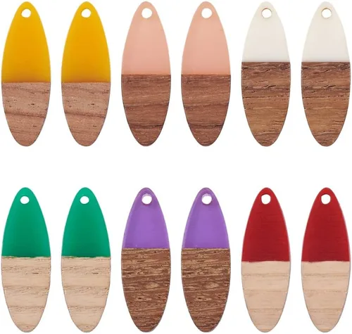 Miniatura 26 de Mega Pet Colgante de resina y madera de nogal para hacer joyas de bricolaje