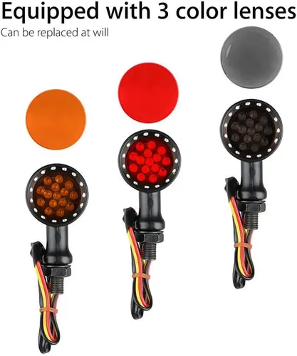Miniatura 3 de Dreamizer Señales de giro de motocicleta en forma de bala con luces LED, lámpara indicadora de aleación de aluminio para Cafe Racer Bobber Shadow