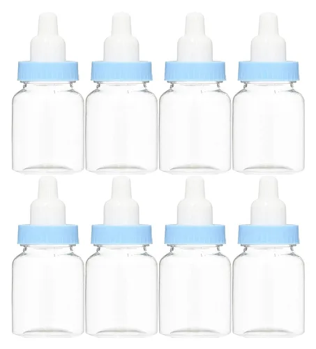 Baby Shower Favor - Paquete de 36 mini botellas de leche para regalo de fiesta, cajas de 1.5 x 3.5 pulgadas, tarro de dulces para baby shower (azul)