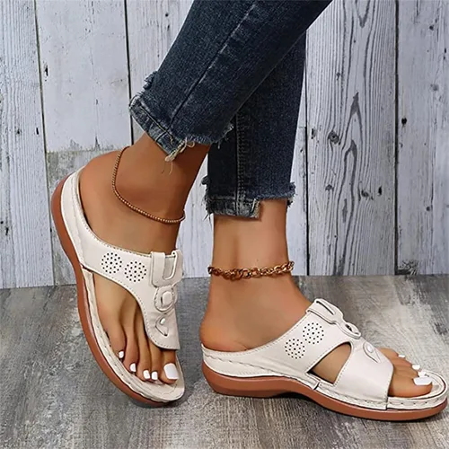 Miniatura 92 de Ladmiple Sandalias ortopédicas florales de moda 2023 con soporte de arco, zapatillas romanas casuales con puntera abierta