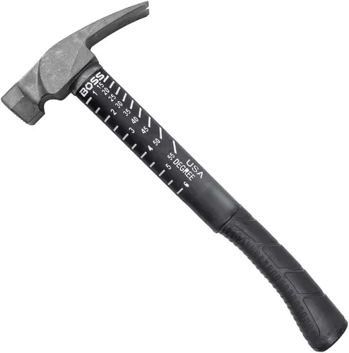 Miniatura 12 de Boss Hammer Martillo de titanio Ti64 de grado de construcción de 10 oz. con mango de fibra de vidrio Tough-Fiber resistente que absorbe los golpes