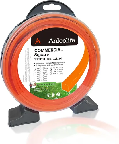 Miniatura 17 de A ANLEOLIFE Línea de recortadora cuadrada resistente de 5 libras de .095 pulgadas por 1280 pies en carrete, con cortador de línea integrado Trabajo