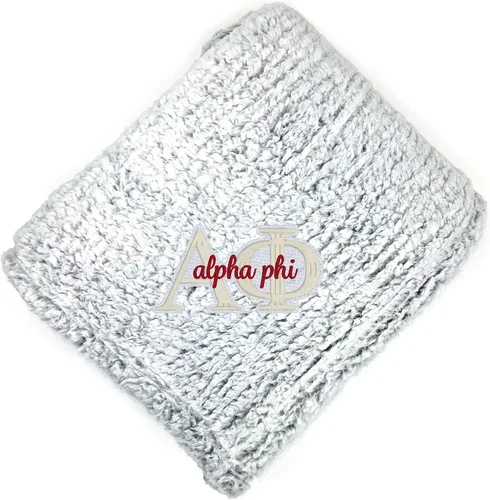 Miniatura 16 de Go Greek Chic Alpha Chi Omega - Manta de sherpa bordada (azul marino)