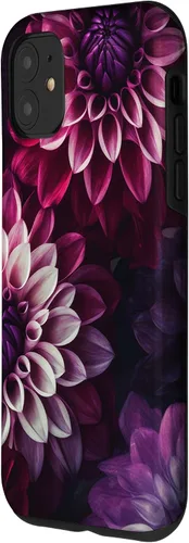 Miniatura 2 de iPhone 11 Dahlia Flower Floral Nature Garden Funda con diseño granate rosa y morado