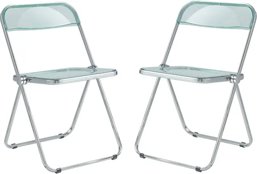 Miniatura 16 de LeisureMod Lawrence - Silla plegable de acrílico transparente moderna con marco de metal, asiento transparente que ahorra espacio para comedor
