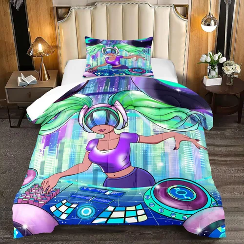 Miniatura 24 de Juego de edredón de 3 piezas con 2 fundas de almohada, tamaño Queen, diseño africano de DJ Girl de microfibra suave, regalo para mujeres y niñas