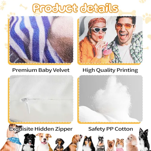 Miniatura 4 de Easycosy Almohada con foto personalizada, almohada personalizada con forma de cara, regalos de cumpleaños del día del padre, almohadas